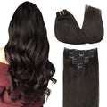 GOO GOO Clip in Hair Extensions Real Human Hair, Remy Human Hair Extensions Clip ins for Women, Natural Human Hair, 18inch 180g 7Pcs, #2 Dark Brown