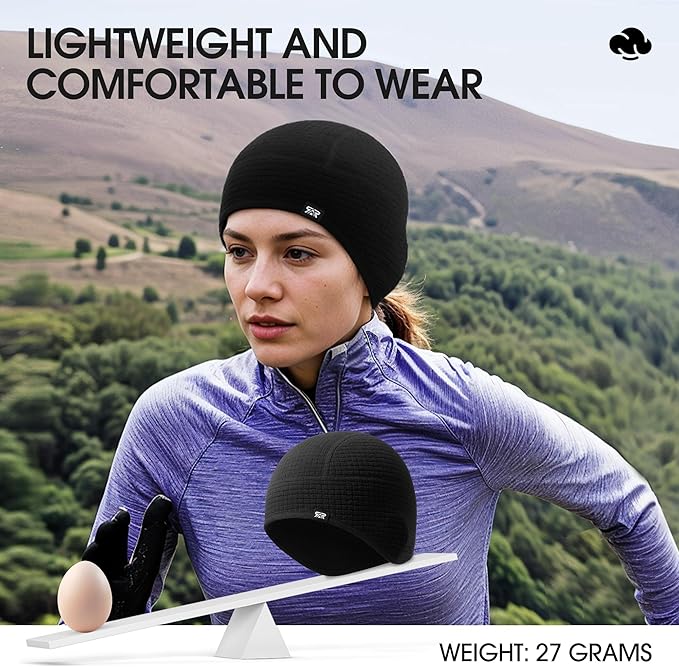 Skull Cap Helmet Liner, Winter Thermal Cycling Cap for Men & Women, Lightweight Cycling Hat for Biking Running Outdoor Work