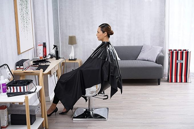 Professional Salon Cape Polyester Haircut Apron Shampoo & Chemical Resistant Haircut Cape,54”x62”,Black,C007013C-B