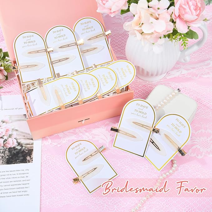 20PCS Bridesmaid Hair Clips No Bend Hair Clips Bridesmaid Hair Accessories Gifts Makeup White Creaseless Clips for Bride Women Girl(20Pcs/10Cards)