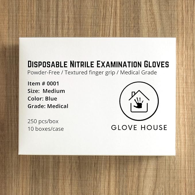 [250/Box] Glovehouse Nitrile Gloves, Medical Gloves, Powder-Free, Latex-Free, Disposable, Tattoo Artists & More