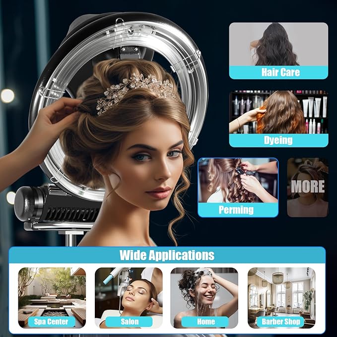 100W Professional Standing Hair Dryer,3 in 1 Salon Spa Orbiting Infrared Heating Hair Dryer Color Processor Hair Care for Home & Hair Salons, Adjustable Height 4.5-5.9ft, 110V (1000W)