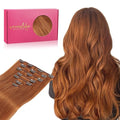 WENNALIFE Clip in Hair Extensions - Real Human Hair, 18 Inch 120g 7pcs, Dirty Ginger Remy Human Hair Clip Ins, Double Weft