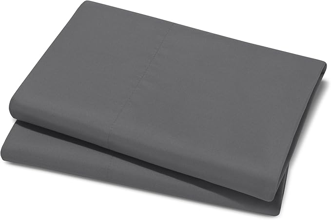 Bare Home Microfiber Pillow Cases - Queen Size Set of 2 - Cooling Pillowcases - Double Brushed - Easy Care - Envelope Closure (Queen Pillowcase Set of 2, Grey)