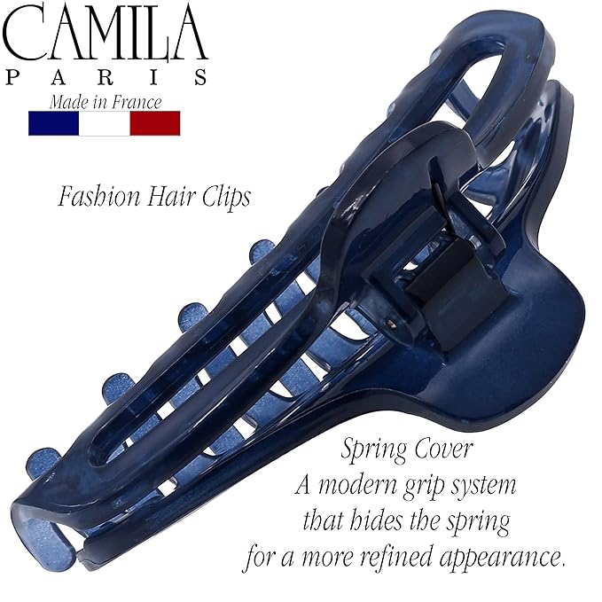 Camila Paris CP3220 French Hair Clip for Women, Medium Narrow, Open, Girls Hair Claw Clips Jaw Fashion Durable and Styling Hair Accessories for Women, Strong Hold No Slip Grip, Made in France
