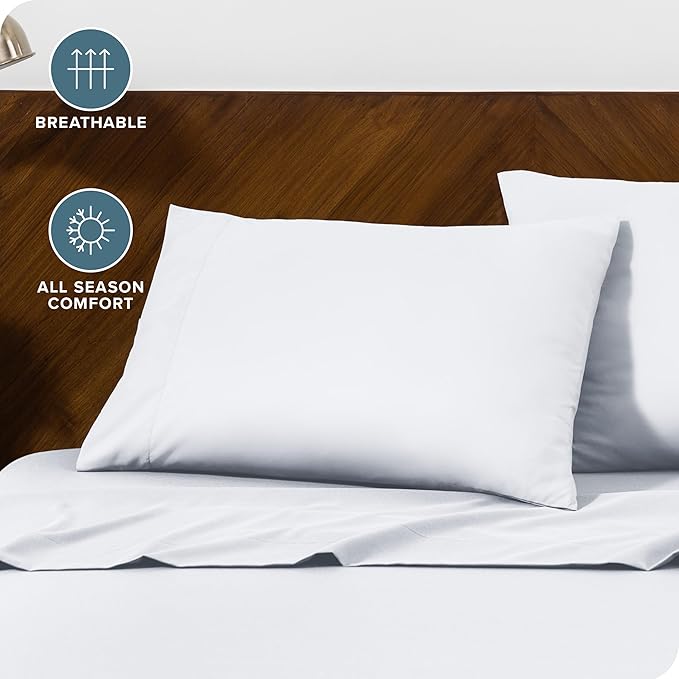 Bare Home Microfiber Pillow Cases - Standard Size Set of 2 - Cooling Pillowcases - Double Brushed - Easy Care - Envelope Closure (Standard Pillowcase Set of 2, White)