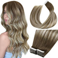 LaaVoo Tape in Hair Extensions Balayage Tape in Extensions Ash Brown to Blonde Mix Platinum Blonde Hair Extension Tape on Seamless 20 Inch 40pcs 100g