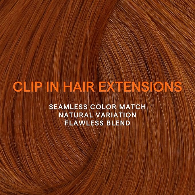 Full Shine Hair Extensions Clip in Human Hair Copper 10 Inch Short Invisible Clip on Hair Extensions Red Hair Clip in Extensions 7 Pcs 95 G