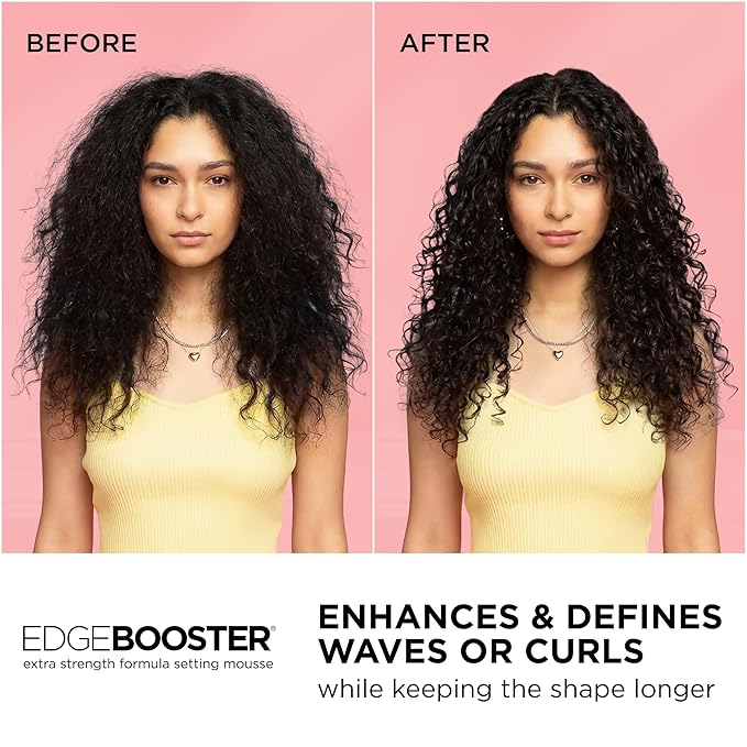 Style Factor EDGE BOOSTER Extra Strength Setting Mousse – Frizz Control, Extra Volume, and Conditioning – 6.4oz Hematite Mousse for Curly Hair