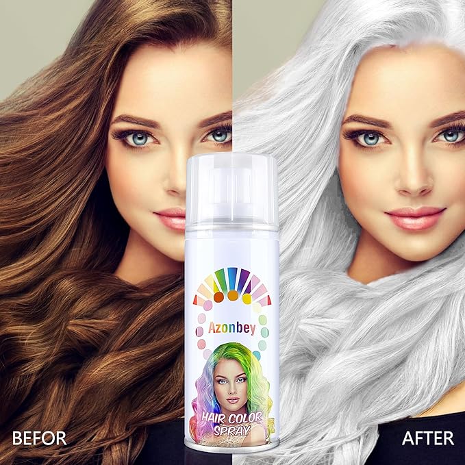 Halloween Hair Spray,Temporary Hair Color Spray for Women Kids Men,Washable Hairspray,Colored Hair Spray,Color Hairspray for Halloween,Party,Cosplay,Christmas Day (White)