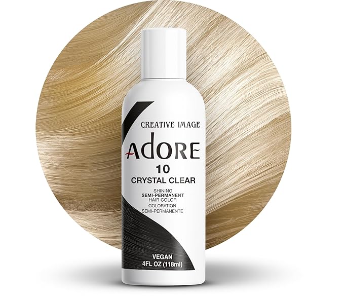 Adore Semi Permanent Hair Color (010 Crystal Clear) | Vegan & Cruelty-Free Clear Hair Dye | No Ammonia, No Peroxide, No Alcohol | 4 Fl Oz (Pack of 1)