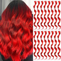 16 Pcs Colored Hair Extensions Curly Wavy Clip in Synthetic Hairpiece Streak for Girls Women Kids,Colorful Party Highlights Christmas New Year Cosplay Festival Gift(Red)