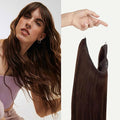 Luxy 100% Remy Human Hair – Halo Clip-In Hair Extensions –Natural Looking Volume & Length - One-Piece - Easy 5-Min Application 180 grams 20" Chocolate Brown Halo