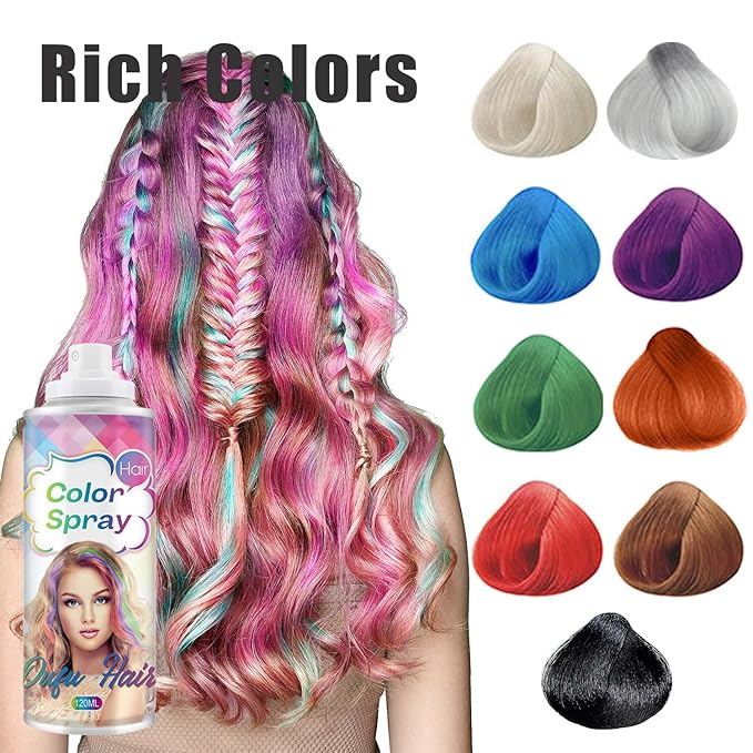 Temporary Hair Color Spray, Gray Hair Dye Pomades for Kids and Women-Perfect for Cosplay, Christmas, and Halloween Parties, Natural Washable Quick-Drying, One-Time Use in one wash (Gray, 120ml)