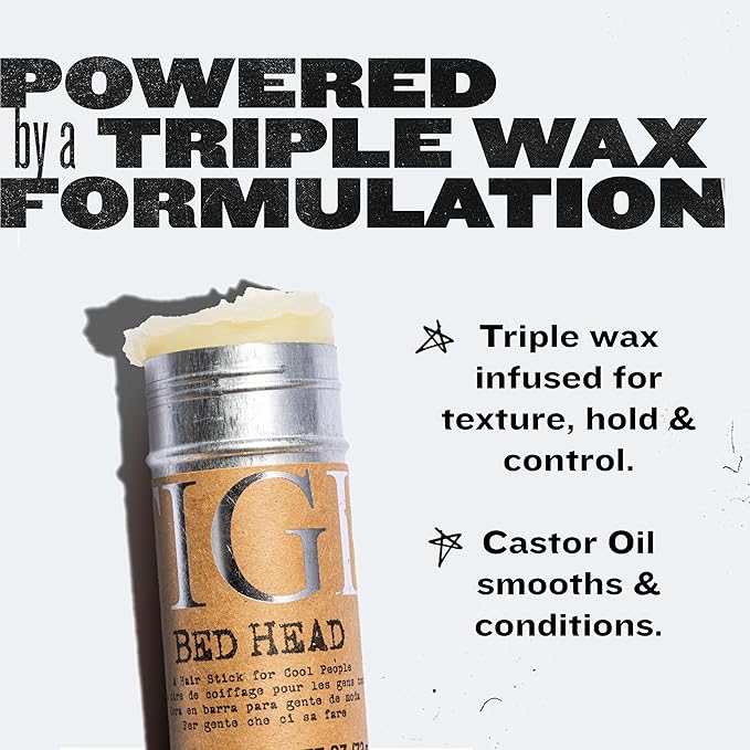 TIGI Bed Head Hair Wax Stick – Strong Hold with Triple Wax Formulation for Slick Back Hair Styling and Smoothing Flyaways, 2.57 oz