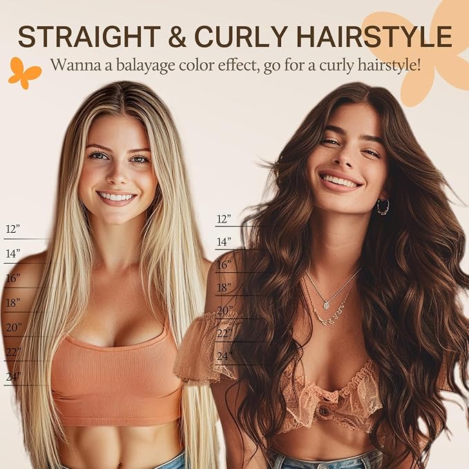 DOORES Human Hair Extensions Clip in, 5pcs 75g Light Dark Brown 14 Inch Remy Clip in Hair Extensions Natural Hair Extensions Straight