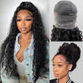 360 Glueless Wigs Human Hair 24 Inch Pre Plucked Hidden Strap Deep Wave Lace Front Human Hair Wigs With Drawstring 180 Density Wet and Wavy HD Full Lace Front Wigs Human Hair