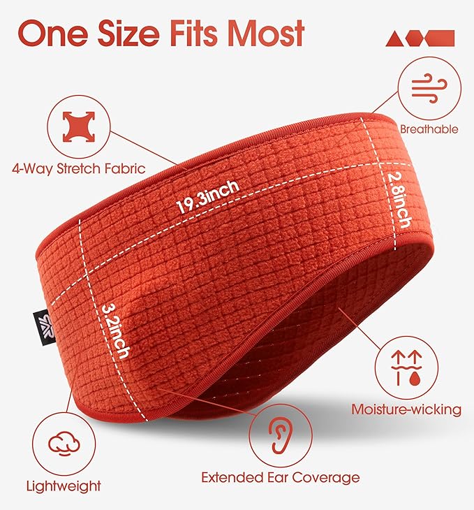 SUNMECI Lightweight Soft Fleece Headband - Breathable Ear Muffs for Men Women in Winter Running Cycling Ski Comfortable Warm for Clod Weather Sports