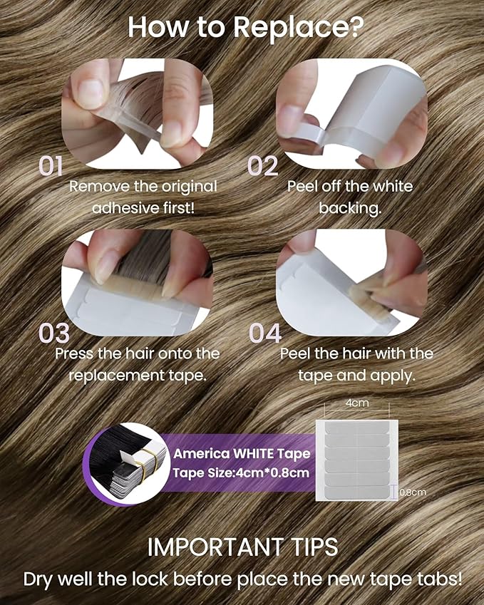 LaaVoo Tape in Human Hair Extensions Balayage Tape in Hair Extensions Human Hair Brown to Caramel Blonde with Brown Hair Extension Tape on Invisible 14inch 20pcs 50g