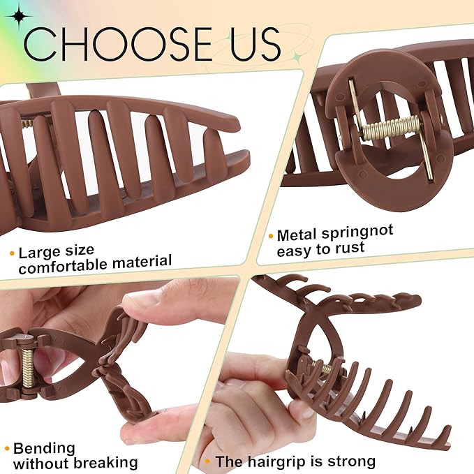 4Pcs Cloud Claw Clips for Women, 4.7 Inch Non-Slip Strong Hold Hair Claws, Unbreakable & Durable TPEE-Silicone Blend, Large Bendable Cozy Hair Clip for Thin/Thick/Curly Hair, All-Day Comfort