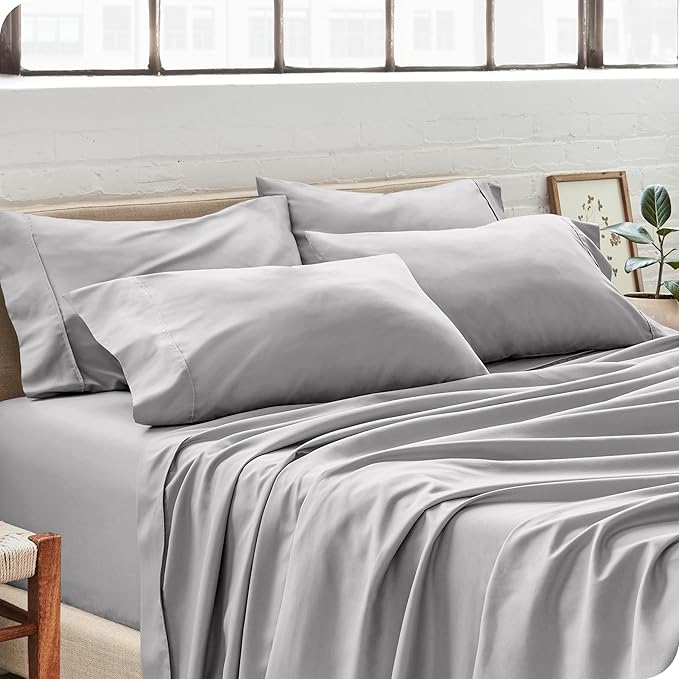 Bare Home Microfiber Bulk Pillow Cases - King Set of 4 - Cooling Pillowcases - Double Brushed - Light Grey Pillowcases 4 Pack - Easy Care (King - 4 Pack, Light Grey)