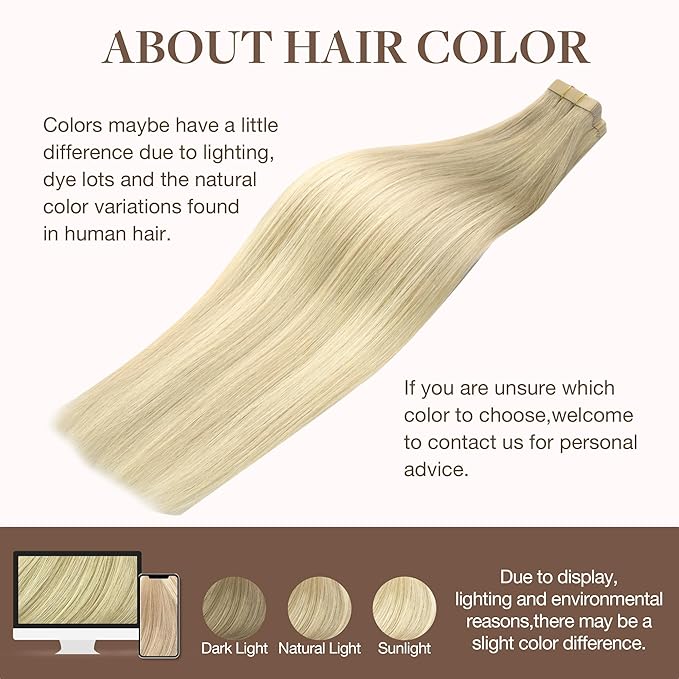 GOO GOO Tape in Hair Extensions Human Hair, 18ET90A Natural Blonde Balayage, 22inch 100g 40pcs, Skin Weft Seamless Invisible, Silky Straight with Thick Ends, Remy Human Hair