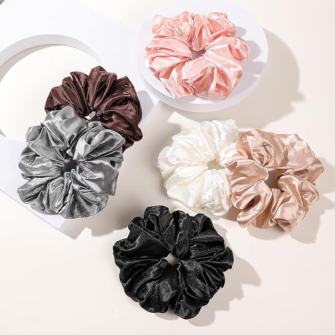 Silk Satin Hair Scrunchies for Women Girls - Big Large Jumbo Scrunchie for Sleep Cute Gaint Oversize Scrunchy for Thick Hair