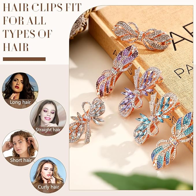 Geyoga 6 Pieces Vintage Hair Barrettes for Women Retro Flower French Pearl Crystal Rhinestones Clips Hair Pins for Women Styling Accessories(Cute Style)