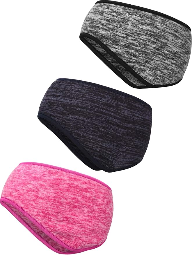 Blulu 3 Pcs Fleece Ear Warmers for Men Women Headband Cover Ear Muffs for Cold Weather Winter Running Cycling Ski