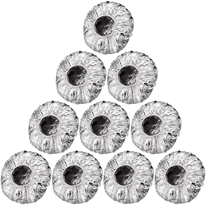 12 Pieces Deep Conditioning Caps Aluminum Foil Reusable Hair Processing Hair Coloring Shower Caps for Home Salon Use(12 Inch,Silvery)