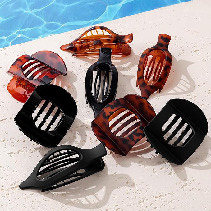 8 PCS Flat Hair Clips for Women French Matte Flat Claw Clips for Thick & Thin Hair No-Slip Hair Barrettes, Strong Hold Styling Accessories