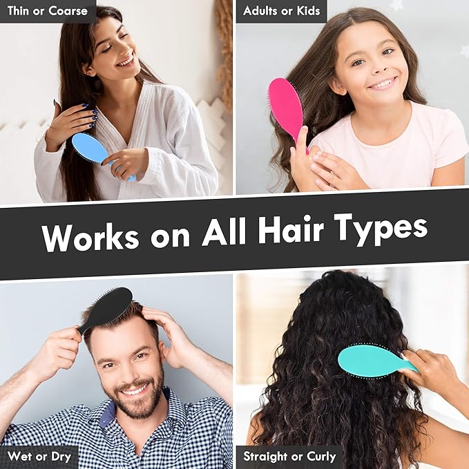 Air Cushion Detangling Hair Brush - 2 Pack Detangler Hairbrush with Ultra Soft Bristles for Effortless Tangle Removal - For Wet Dry Damaged Curly Hair for Women Men Boys Girls Kids - Black & Green