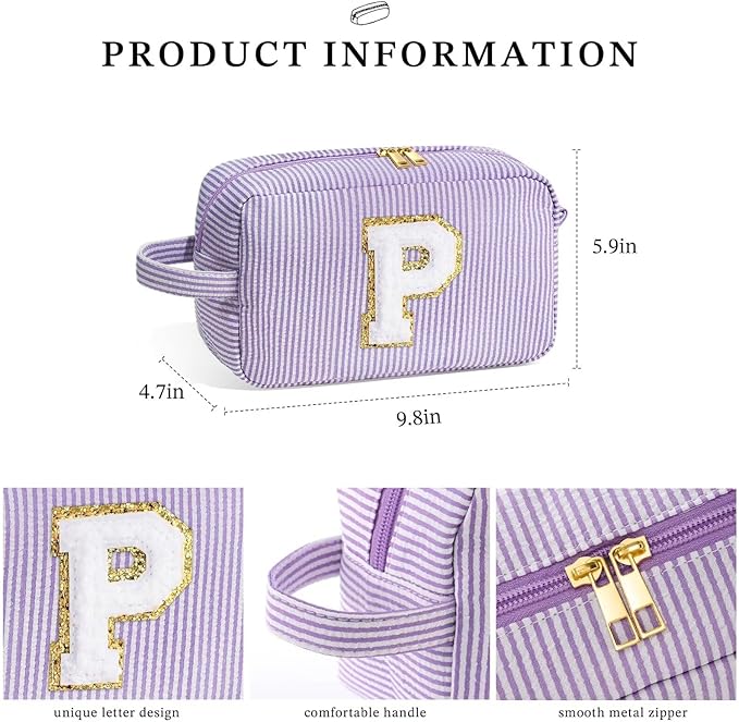 YOOLIFE Bridesmaid Proposal Gifts - Bridal Shower Gifts, Bride To Be Gifts, Bridesmaid Gifts for Wedding Day, Maid of Honor Gifts, Bachelorette Party Gift for Bride, Initial Makeup Bags, Letter I