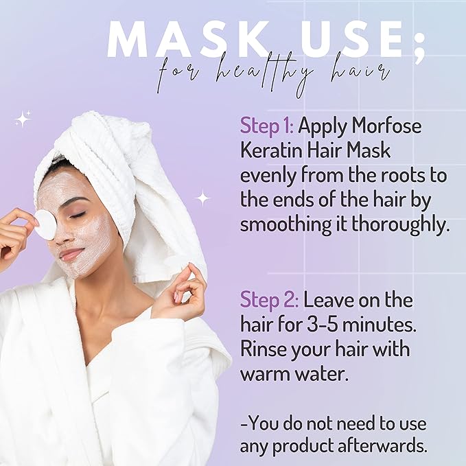 Morfose Keratin Hair Mask for Curls, Frizzy, Bleached Hair, Deep Conditioning with Improved Elasticity, 500ml