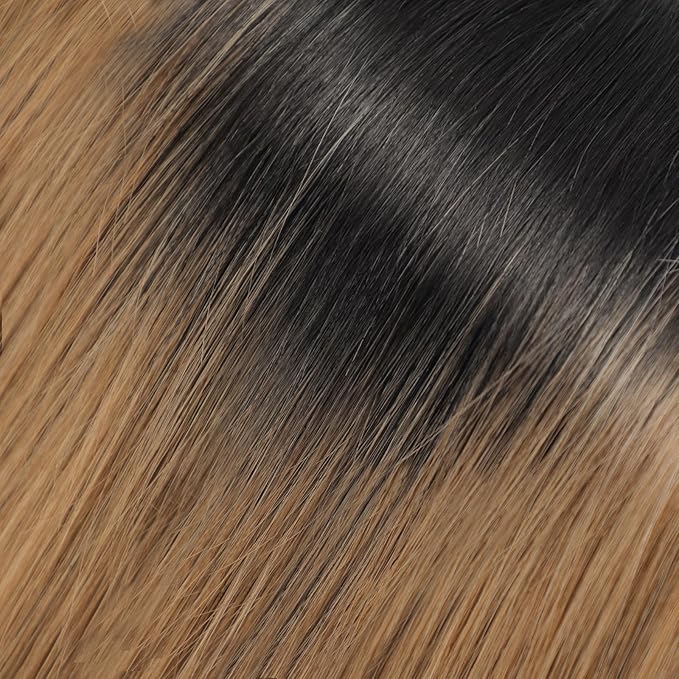 Black to Ombre Light Brown Synthetic Hair Toppers for Women with Thinning 3D 360° Cover Clip in Wispy Bangs Upgraded Adjustable Bandage 24 Inch Long Layered
