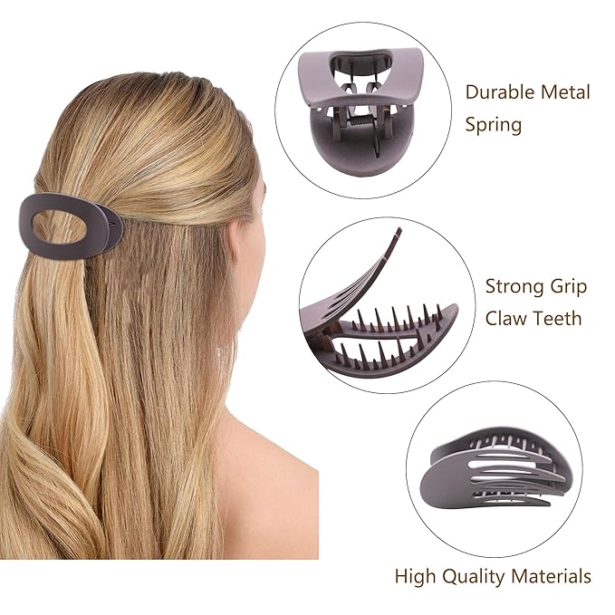 Flat Hair Claw Clips for Women,Matte Medium Hair Clips for Thick & Thin Hair- Comfortable Everyday Use for Office, Yoga, Party & Casual Styling (4PCS E)