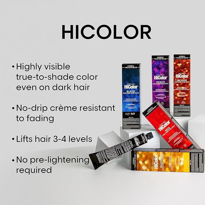 L'OREAL TECHNIQUE HiColor Browns & Blondes Permanent Hair Color - Lifts Dark Hair in One Step Leaving No Brassiness, Rich and Smooth Creme Formula, Intense & Long-Lasting, H14 Vanilla Champagne