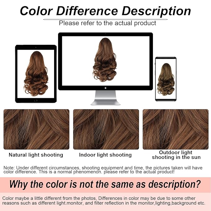 Ponytail Extension, Clip on Ponytails for Women, 12" Claw Clip in Short Curly Wavy Pony Hair Extension for Women - Light Golden Brown