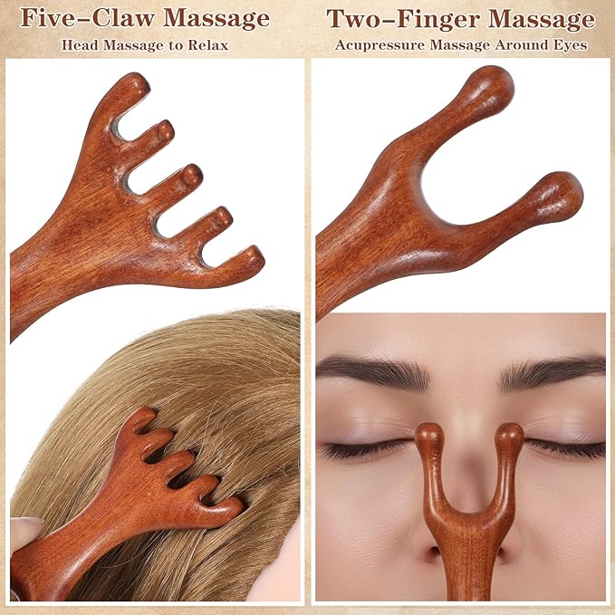 3 PCS Wooden Scalp Massager Comb Sandalwood Acupoint Massage Pen Wide Tooth Combs Hand Held Neck Foot Leg Meridian Scalp Massage Tool Wooden Acupressure Stick for Body Relaxation Head
