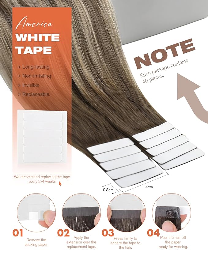 Sunny Hair Tape in Hair Extensions Human Hair,Balayage Brown with Blonde Hair Extensions Tape in 12 Inch Real Human Hair Tape in Extensions 40Pcs 60g