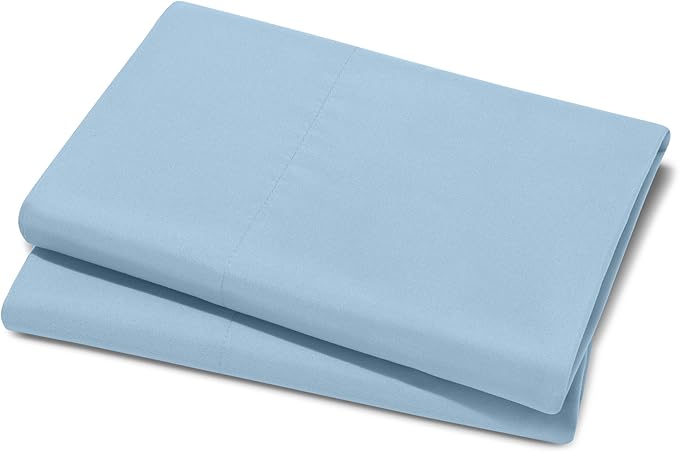 Bare Home Microfiber Pillow Cases - Queen Size Set of 2 - Cooling Pillowcases - Double Brushed - Easy Care - Envelope Closure (Queen Pillowcase Set of 2, Light Blue)