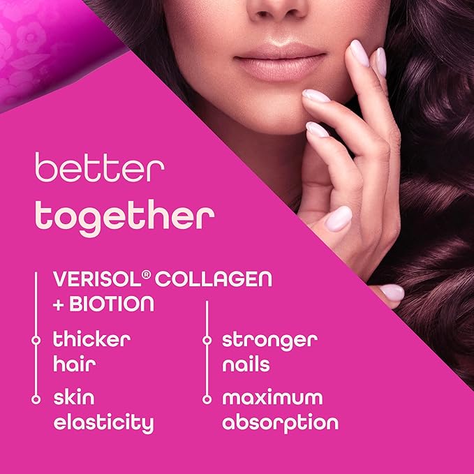 Zena Nutrition Liquid Collagen for Women & Men (Type 1 & 2) & 5000mcg Biotin, 2500mg Verisol Bioactive Collagen Peptides, Hair, Skin, Nail Supplement, Mixed Berry, 60 Servings, 20.3 fl oz