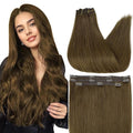 Full Shine Invisible Clip in Hair Extensions Human Hair Medium Brown 18 Inch Brown Remy Human Hair Extension Clip ins Silky Natural Hair 60 Grams 3 PCS