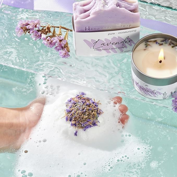 Spa Gifts for Women Christmas Mothers Day Gifts Bath Gift Baskets Relaxing Spa Self Care for Mom Her Sister Wife Auntie Home Bath Care Package Thank You Birthday (Purple -Spa for Women)