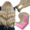 YoungSee Itip Hair Extension Real Human Hair Blonde I Tip Hair Extensions Golden Blonde Highlight I-Tip Hair Extension 24 Inch Hair Extension Keratin for Long Hair 50g 50s