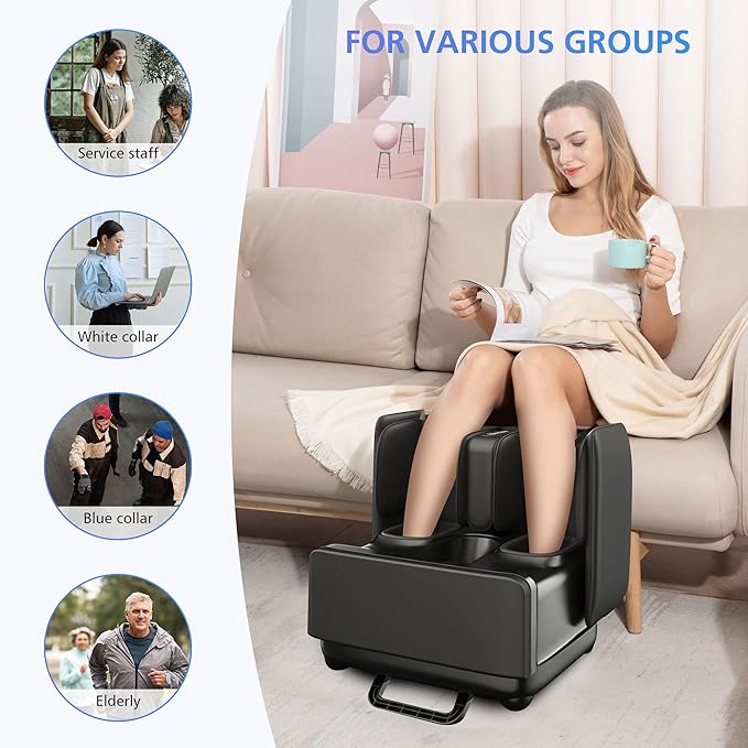 COMFIER 2-in-1 Shiatsu Foot Massager&Foot Rest,Foot and Calf Massager with APP Control,Heated Feet Massager for Home Office Use,Gifts for Men Women