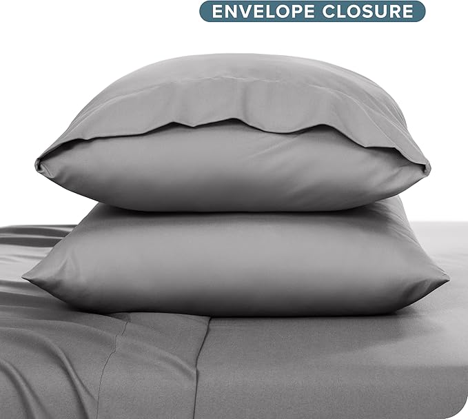 Bare Home Microfiber Pillow Cases - Toddler Size Set of 2 Cooling Pillowcases Double Brushed Light Grey Pack Easy Care (Toddler Pillowcase 2, Light Grey)