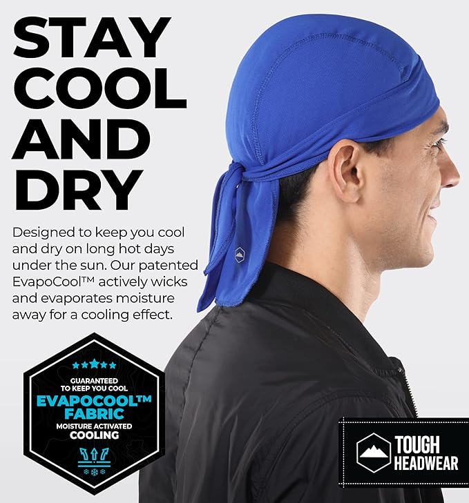 Cooling Helmet Liners - Do Rag Skull Caps for Men - Cooling Head Wraps, Hard Hat Liner - Motorcycle Pirate Bandana