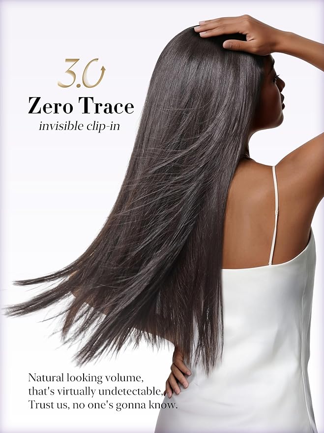 LUVME 0.59mm Zero Trace Invisible Clip in Hair Extensions, Silky Straight 6 Pcs 100g 22 Inch, 100% Real Human Hair Clip Ins, Zero Trace Wide Wefts and Lightweight Silky Volume for Office & Date Night