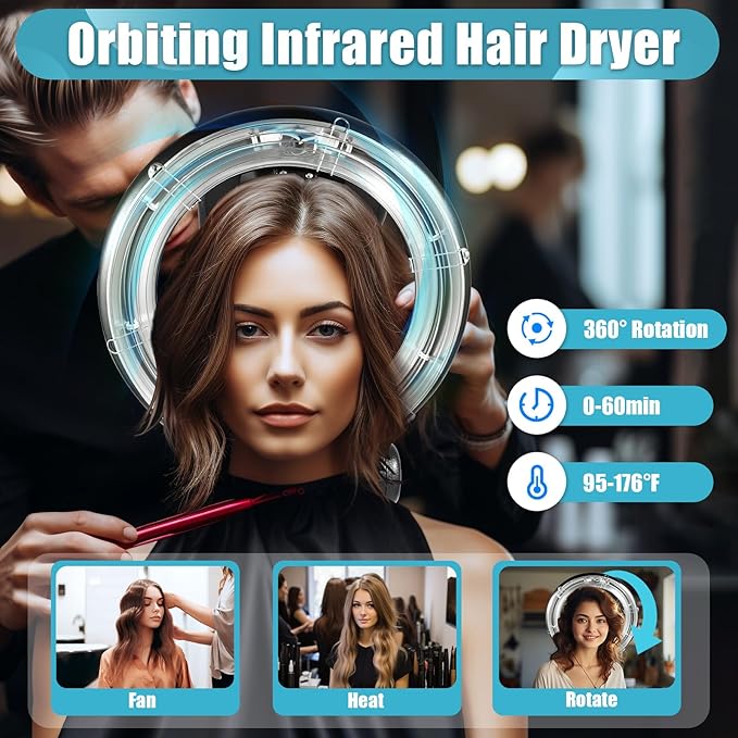 100W Professional Standing Hair Dryer,3 in 1 Salon Spa Orbiting Infrared Heating Hair Dryer Color Processor Hair Care for Home & Hair Salons, Adjustable Height 4.5-5.9ft, 110V (1000W)